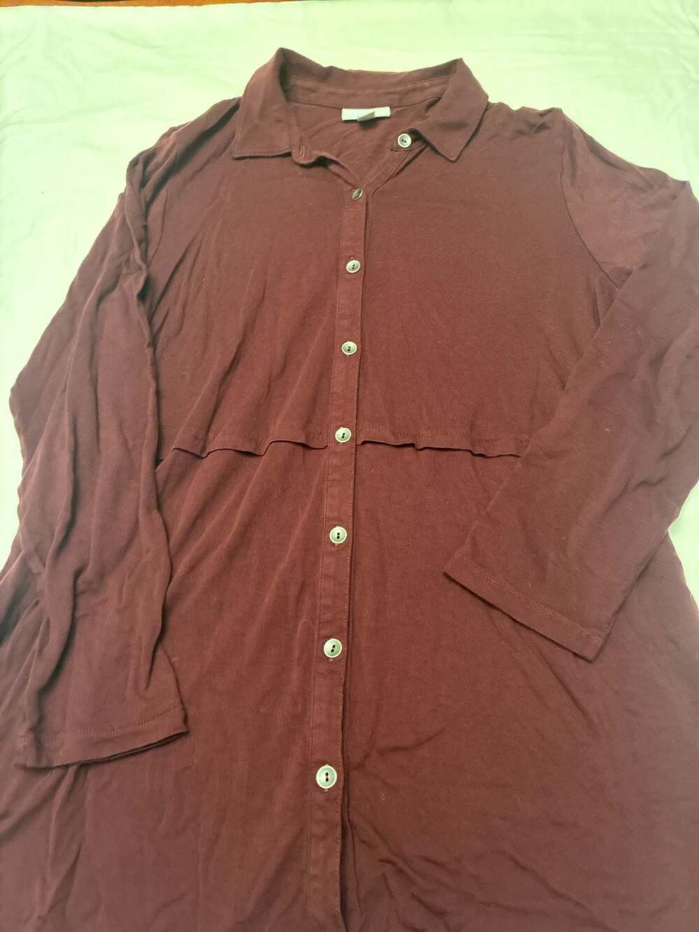 J.Jill Women's Button-Front Shirt Dress Maroon Size M